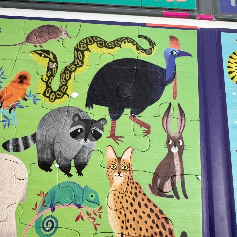 Lot of 3 Mudpuppy Tri-Fold Magnetic Puzzles Bundle 20-Piece Animals Travel